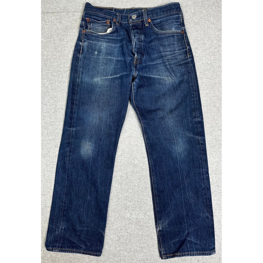 Levis 501 Jean Mens 32x30 (meas. 30x27) Blue Wallet Fade Straight Leg Button Fly